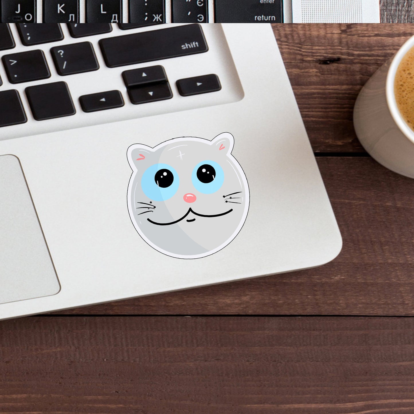 white Funny Cat Sticker