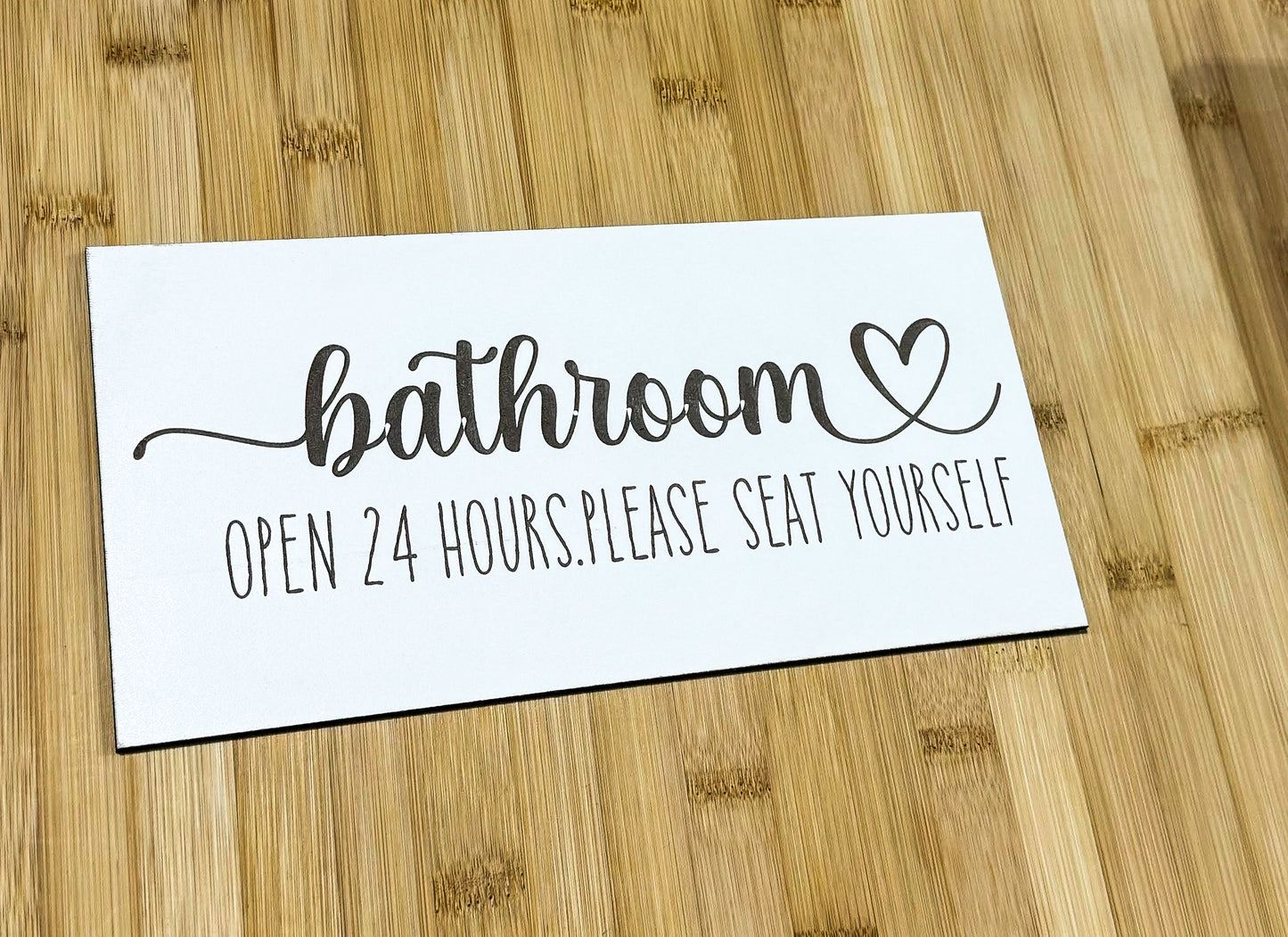a close up of a sign on a table