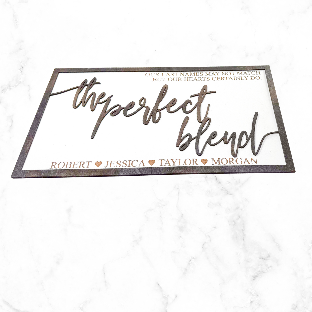 Handcrafted Family Name Sign - Celebrating Blended Families