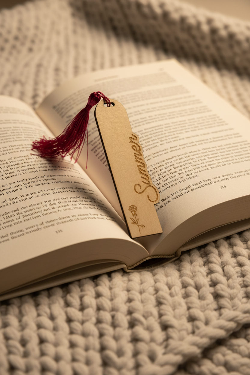 Personalized Birth Month Flower Wooden Bookmark | Custom Name Bookmark Gift