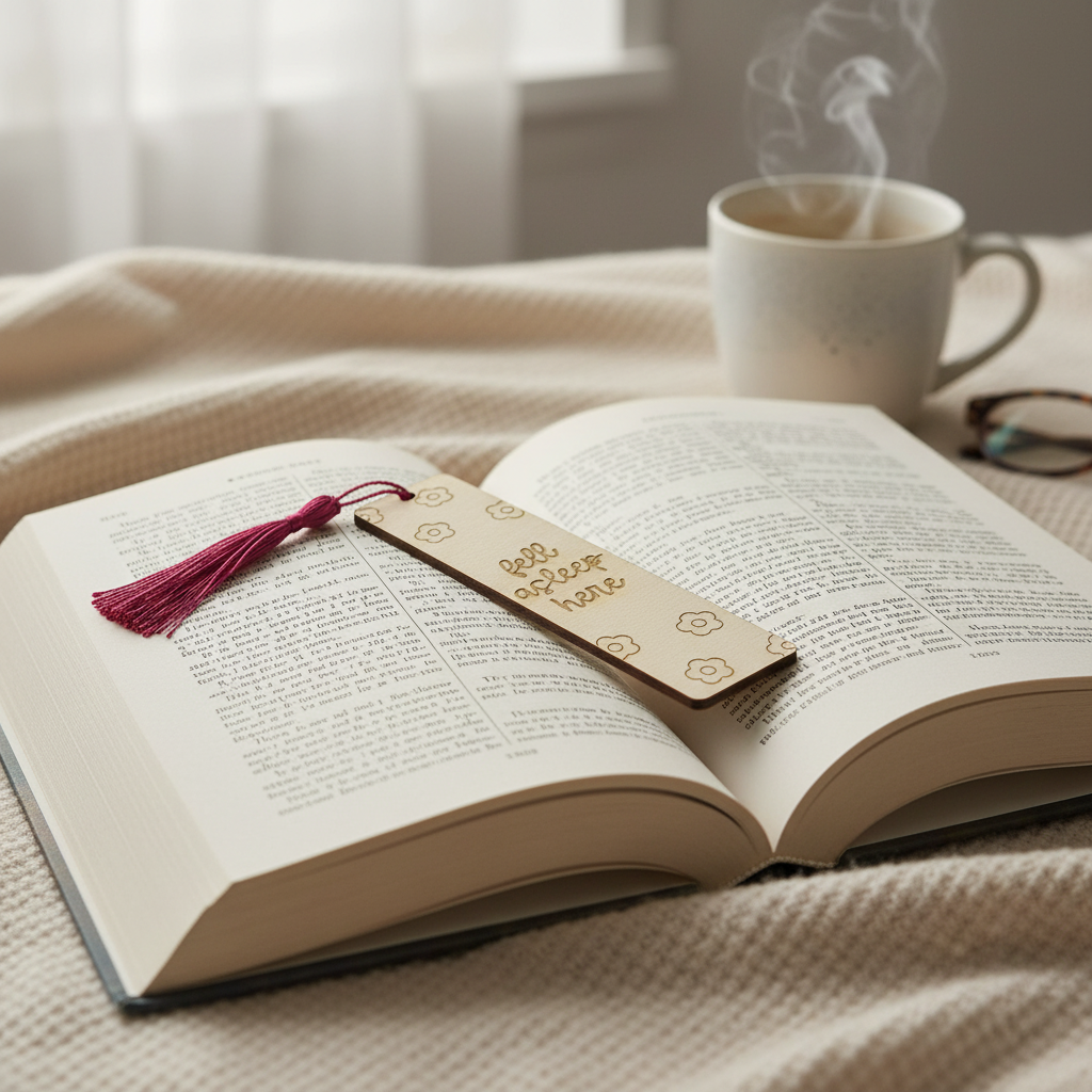 "Fall Asleep Here" Wooden Bookmark | Cozy Reading Gift