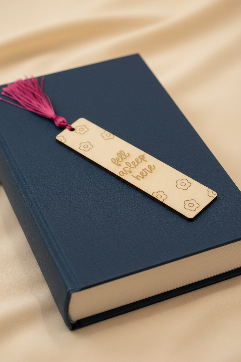 "Fall Asleep Here" Wooden Bookmark | Cozy Reading Gift
