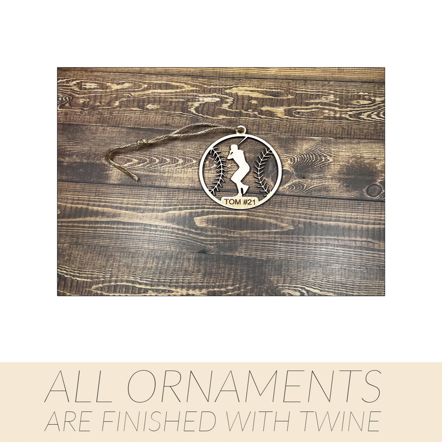 Baseball  Ornament, Personalized Ornament, Wooden Family Ornament , Laser Engraved Wood Ornament