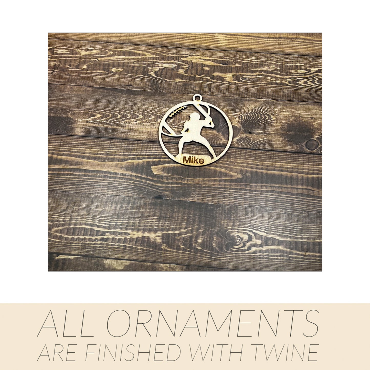 Football Ornament, Personalized Ornament, Wooden Family Ornament , Laser Engraved Wood Ornament