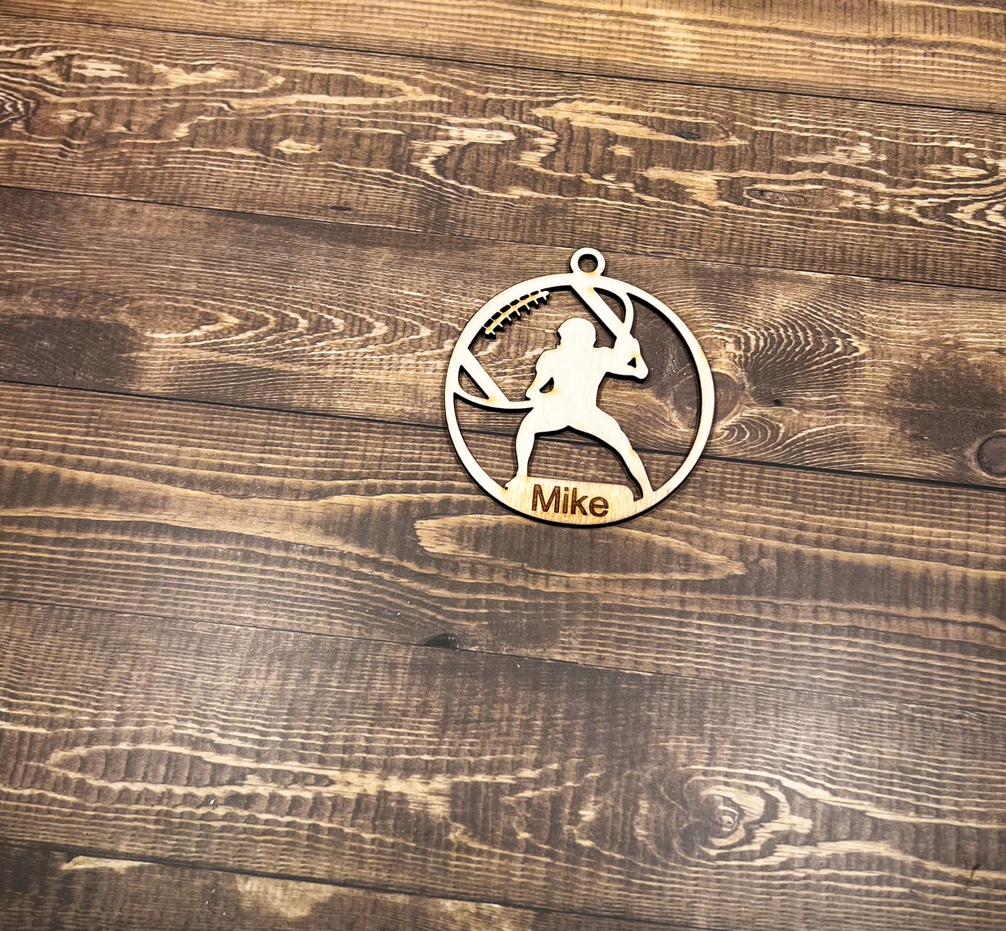 Football Ornament, Personalized Ornament, Wooden Family Ornament , Laser Engraved Wood Ornament