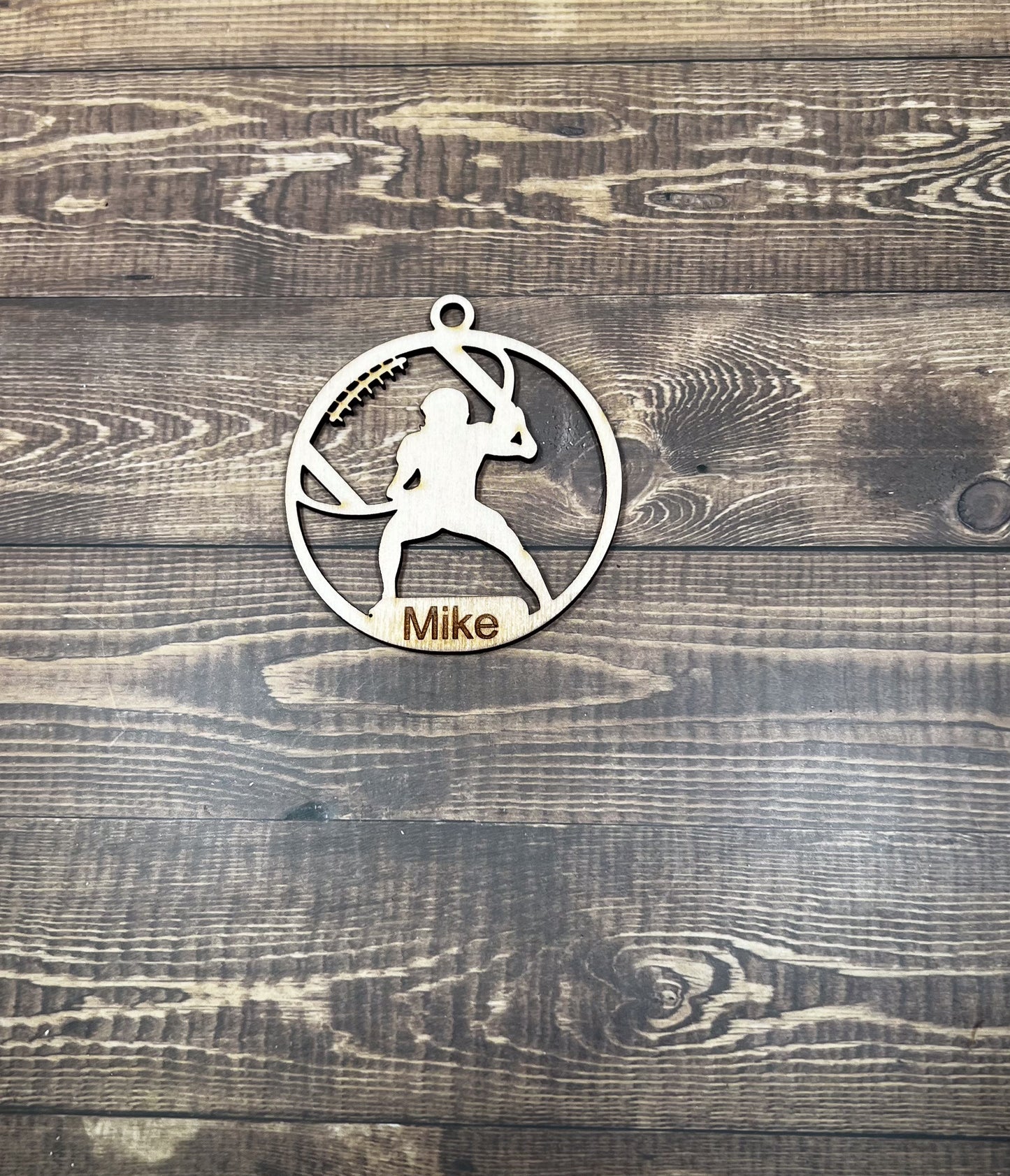 Football Ornament, Personalized Ornament, Wooden Family Ornament , Laser Engraved Wood Ornament
