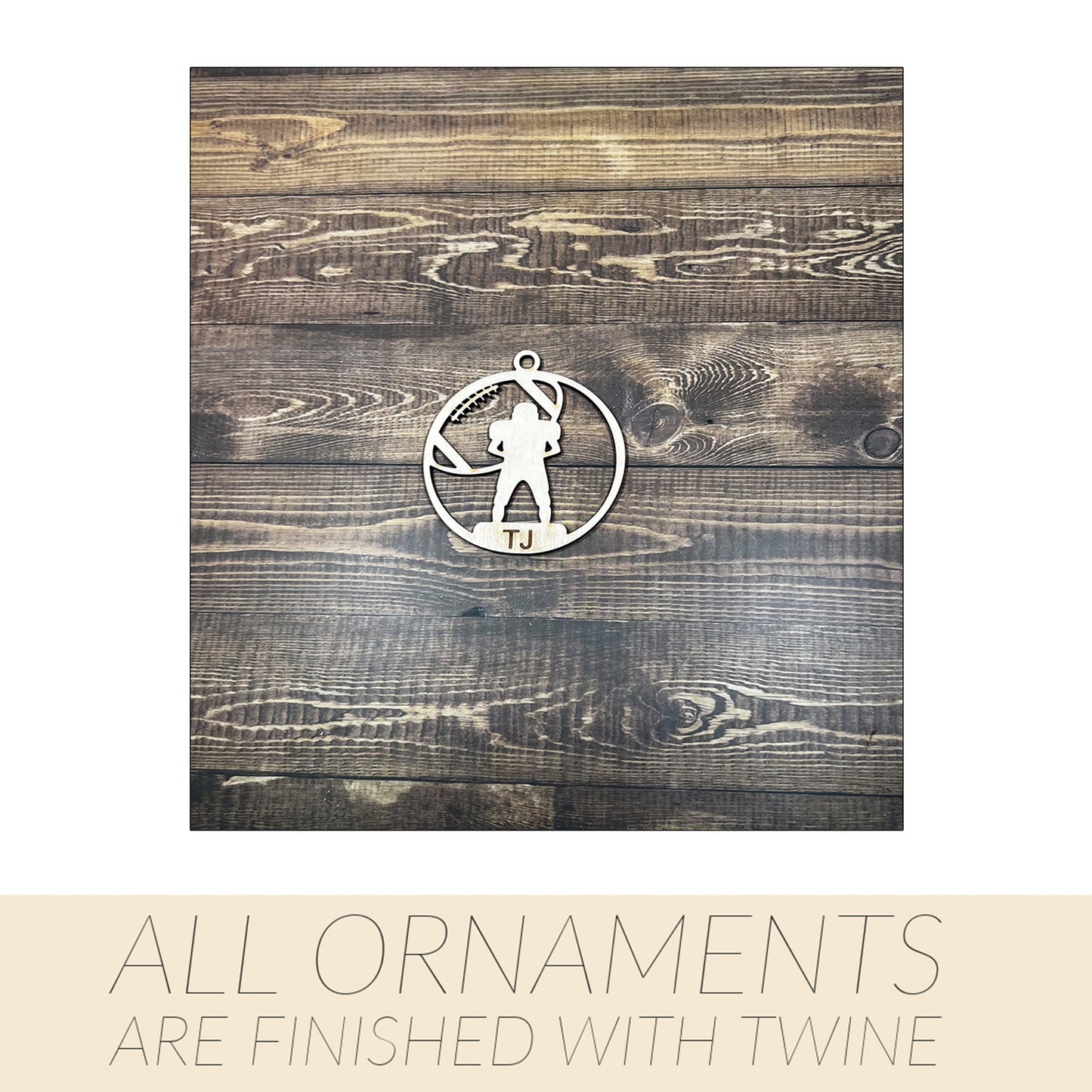 Football Ornament, Personalized Ornament, Wooden Family Ornament , Laser Engraved Wood Ornament