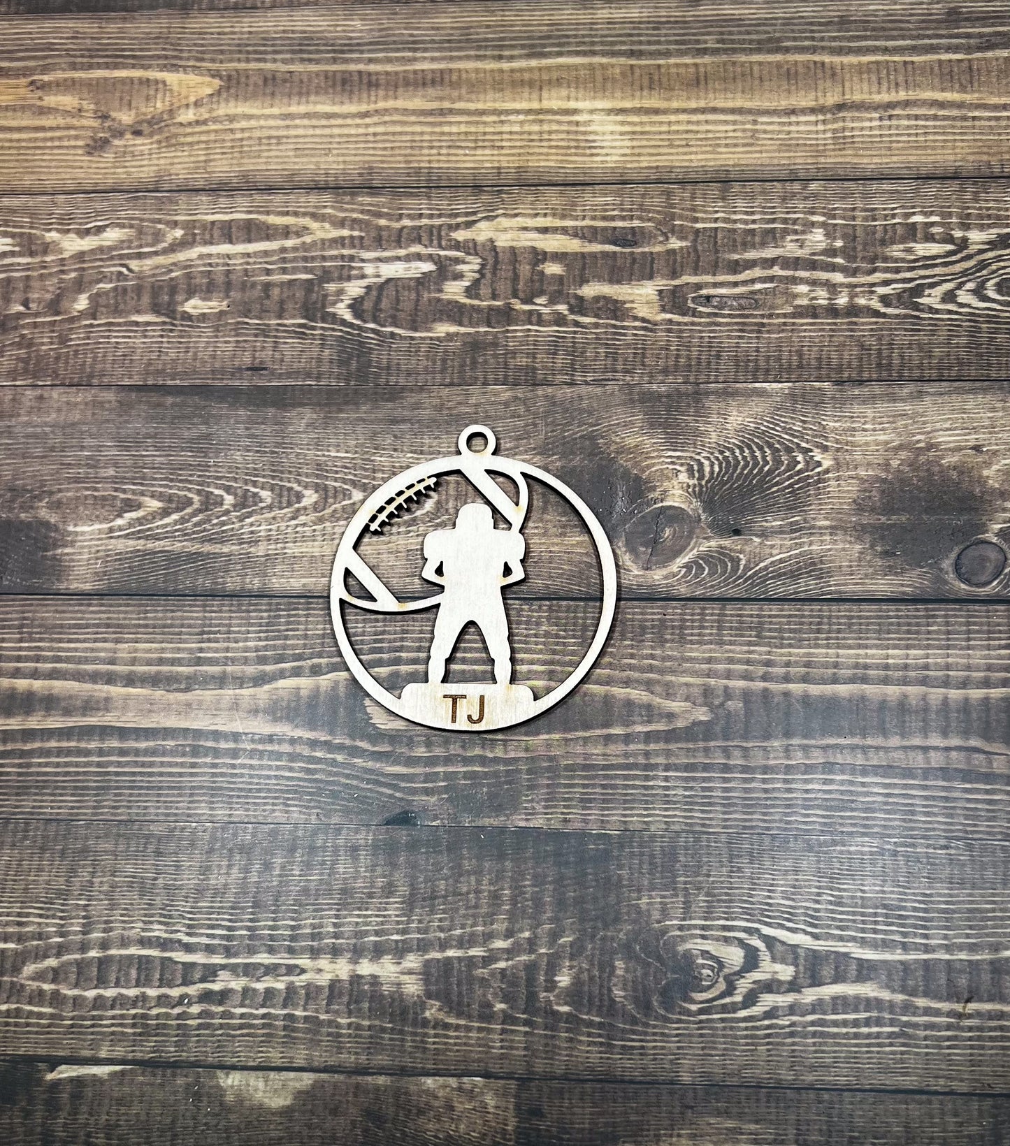 Football Ornament, Personalized Ornament, Wooden Family Ornament , Laser Engraved Wood Ornament