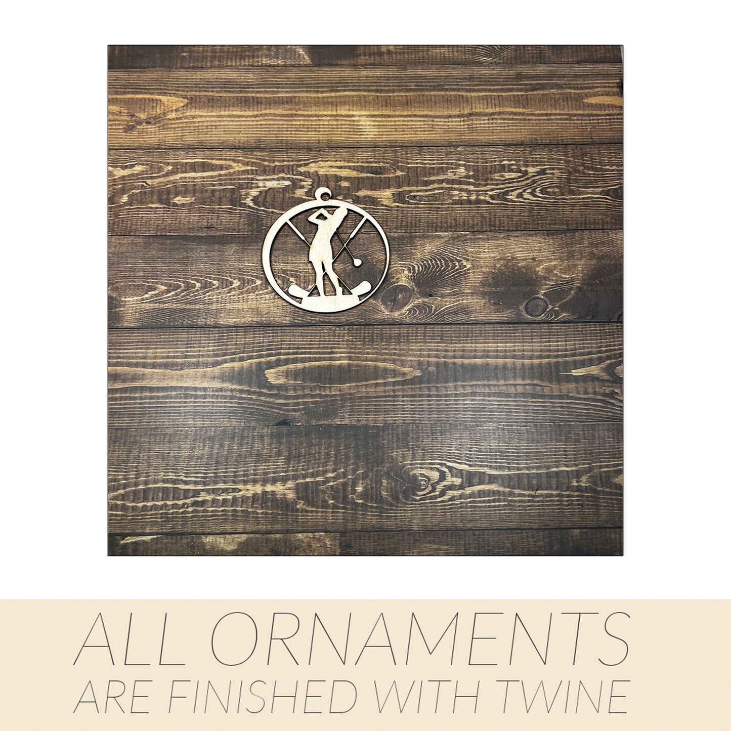 Golf Ornament, Personalized Ornament, Wooden Family Ornament , Laser Engraved Wood Ornament