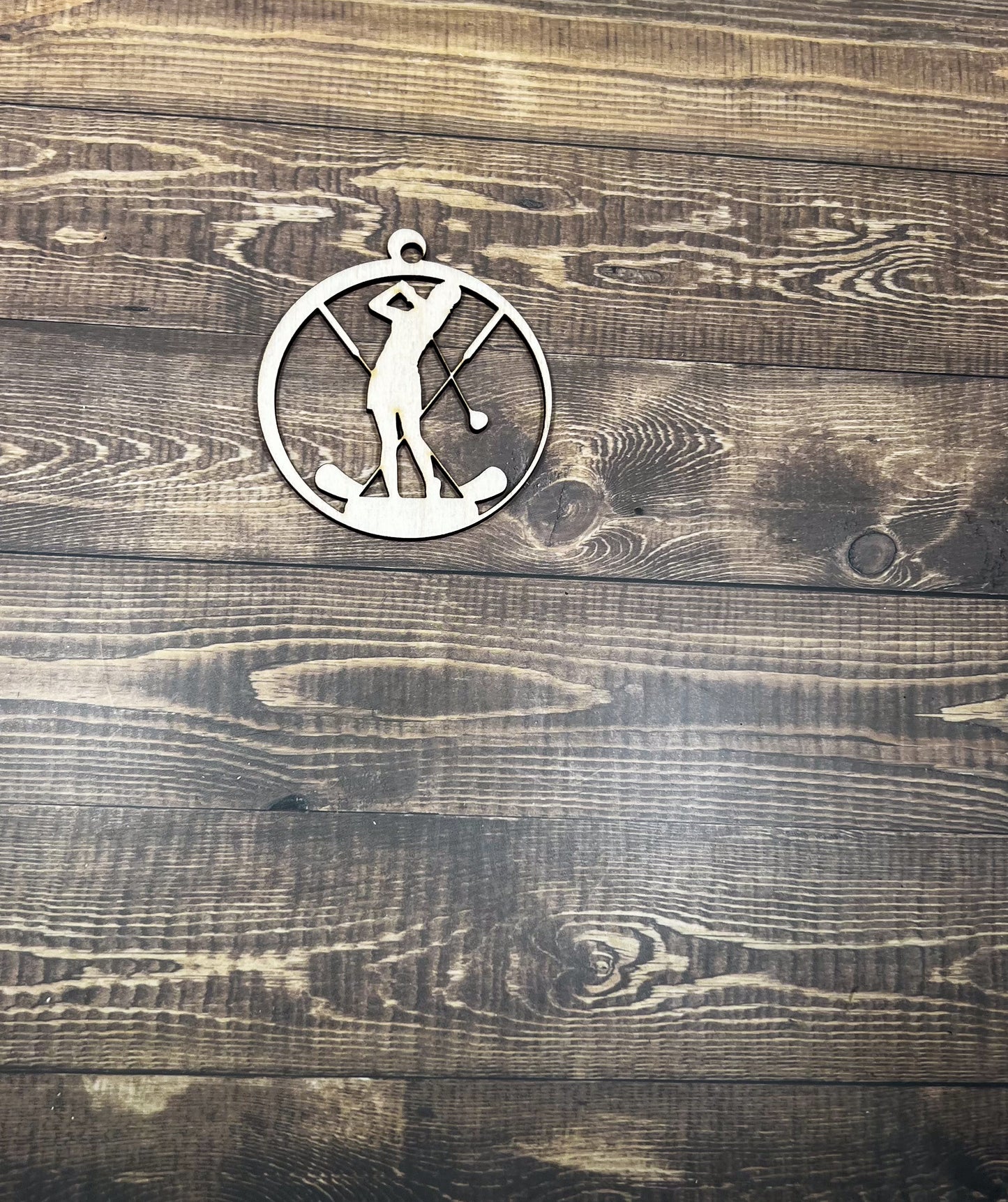 Golf Ornament, Personalized Ornament, Wooden Family Ornament , Laser Engraved Wood Ornament