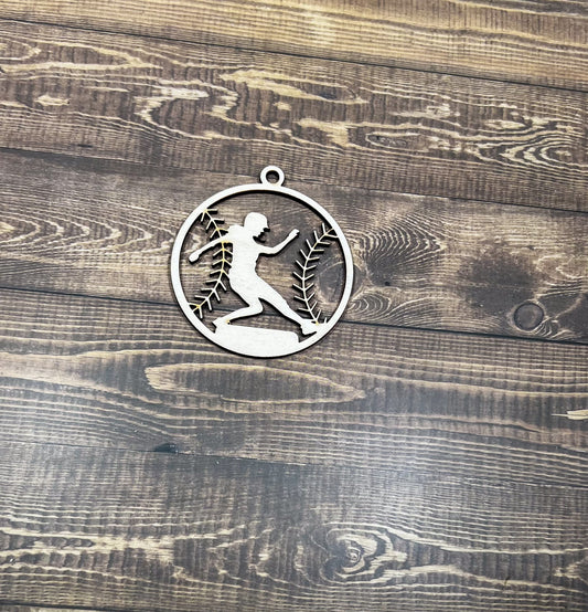 Baseball  Ornament, Softball Ornament, Personalized Ornament, Wooden Family Ornament , Laser Engraved Wood Ornament