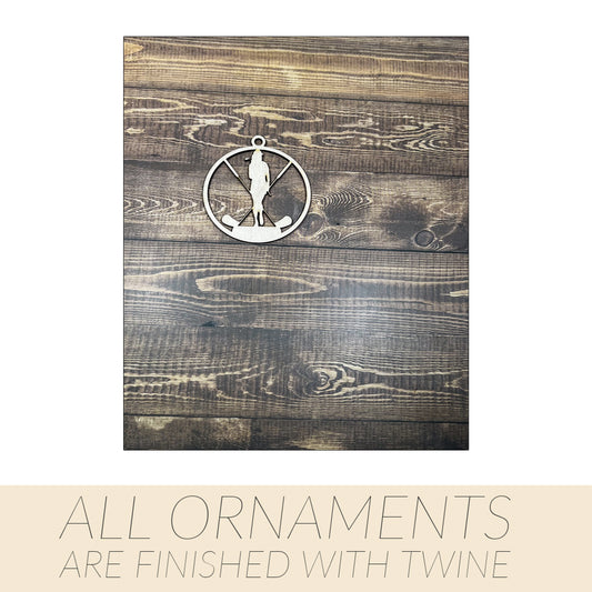 Golf Ornament, Personalized Ornament, Wooden Family Ornament , Laser Engraved Wood Ornament