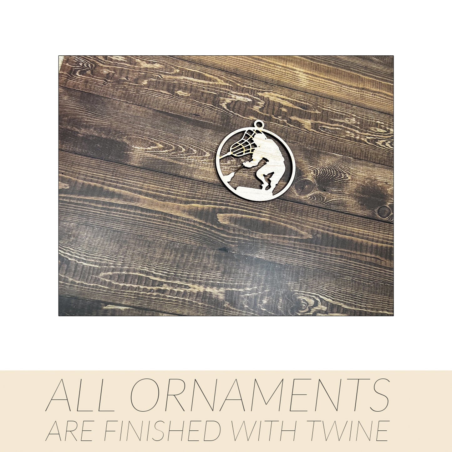 Lacrosse Ornament, Personalized Ornament, Wooden Family Ornament , Laser Engraved Wood Ornament