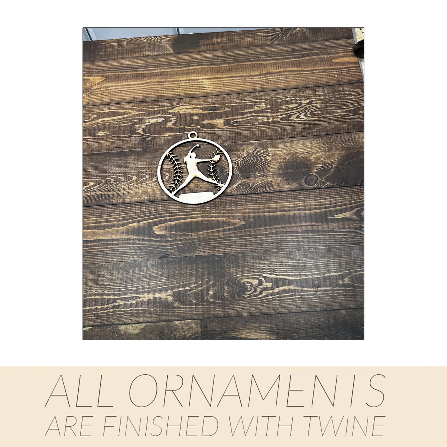 Softball Ornament, Personalized Ornament, Wooden Family Ornament , Laser Engraved Wood Ornament