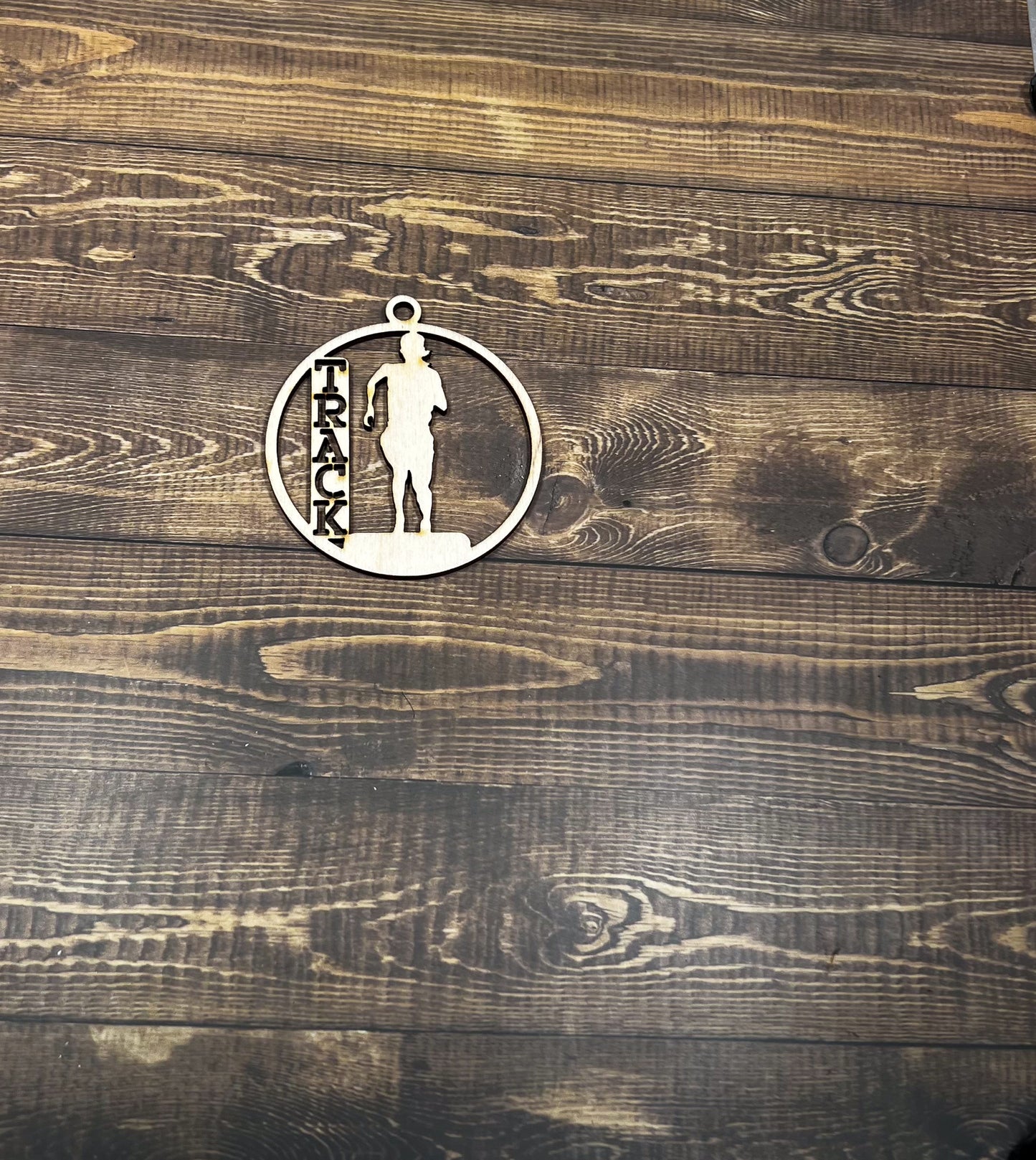 Track Ornament, Personalized Ornament, Wooden Family Ornament , Laser Engraved Wood Ornament