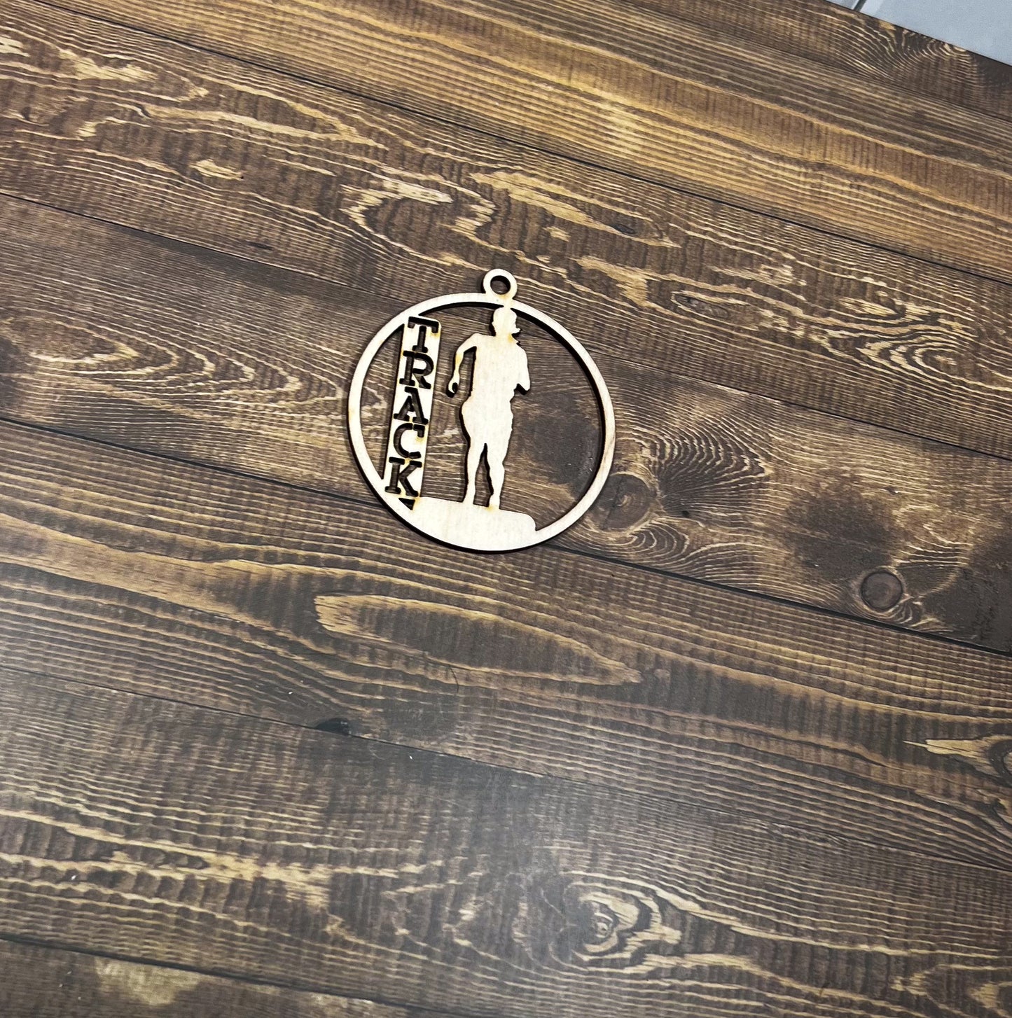 Track Ornament, Personalized Ornament, Wooden Family Ornament , Laser Engraved Wood Ornament