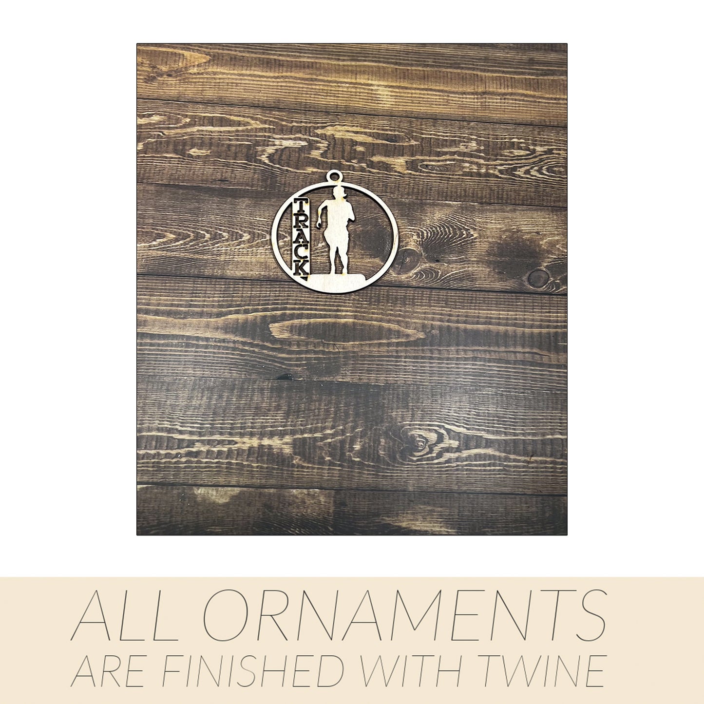 Track Ornament, Personalized Ornament, Wooden Family Ornament , Laser Engraved Wood Ornament