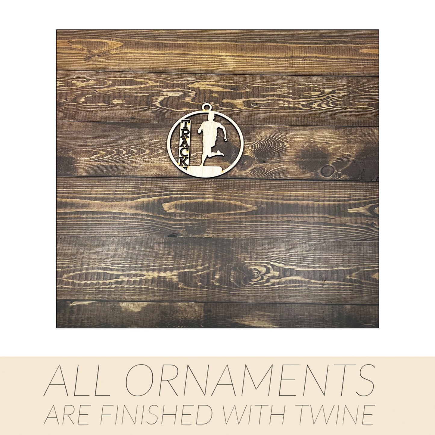 Track Ornament, Personalized Ornament, Wooden Family Ornament , Laser Engraved Wood Ornament