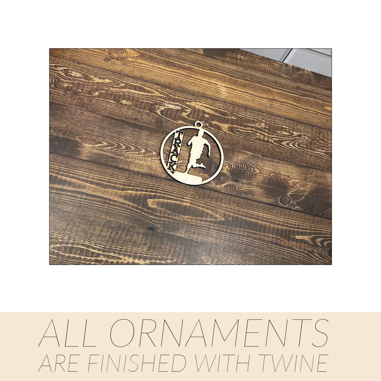 Track Ornament, Personalized Ornament, Wooden Family Ornament , Laser Engraved Wood Ornament