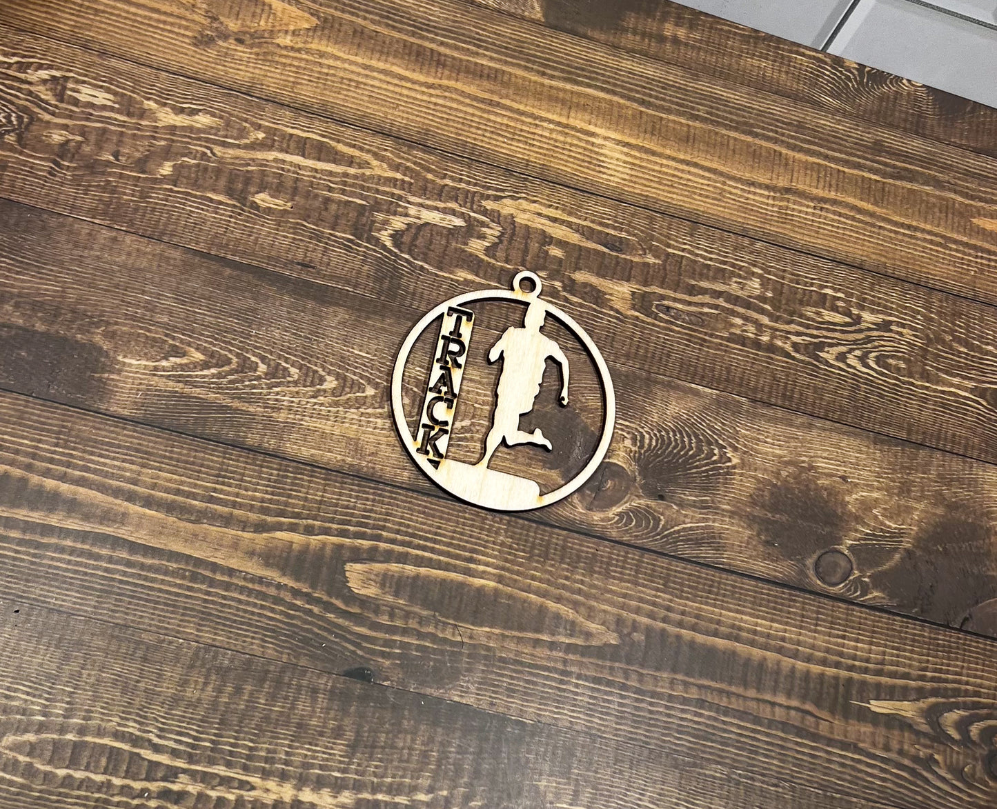 Track Ornament, Personalized Ornament, Wooden Family Ornament , Laser Engraved Wood Ornament