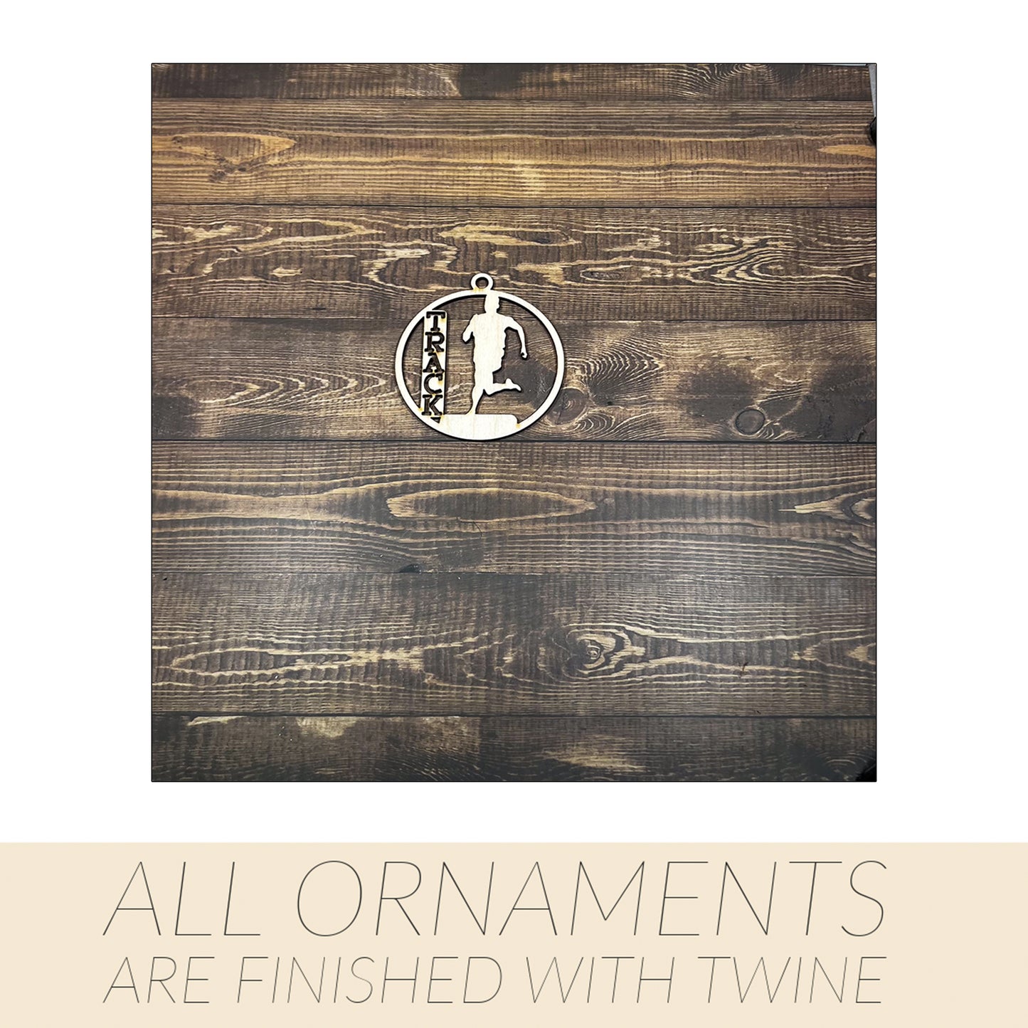 Track Ornament, Personalized Ornament, Wooden Family Ornament , Laser Engraved Wood Ornament