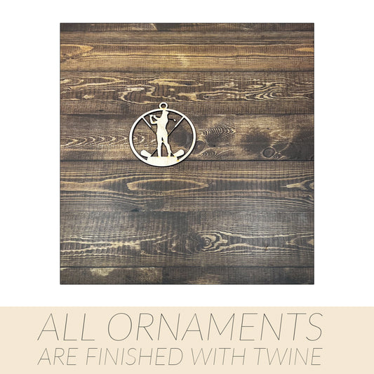 Golf Ornament, Personalized Ornament, Wooden Family Ornament , Laser Engraved Wood Ornament