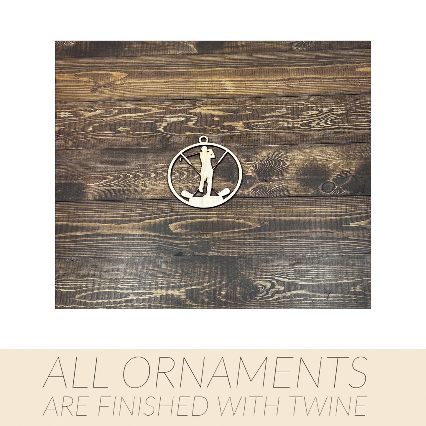 Golf Wooden Sports Ornament, Sports Ornament, Engraved Ornament, Laser Engraved Wood Ornament