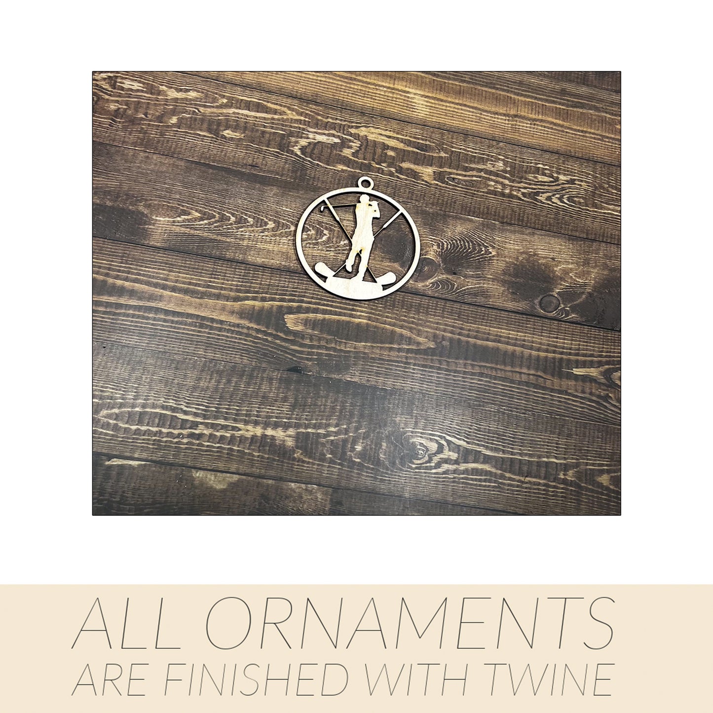 Golf Wooden Sports Ornament, Sports Ornament, Engraved Ornament, Laser Engraved Wood Ornament