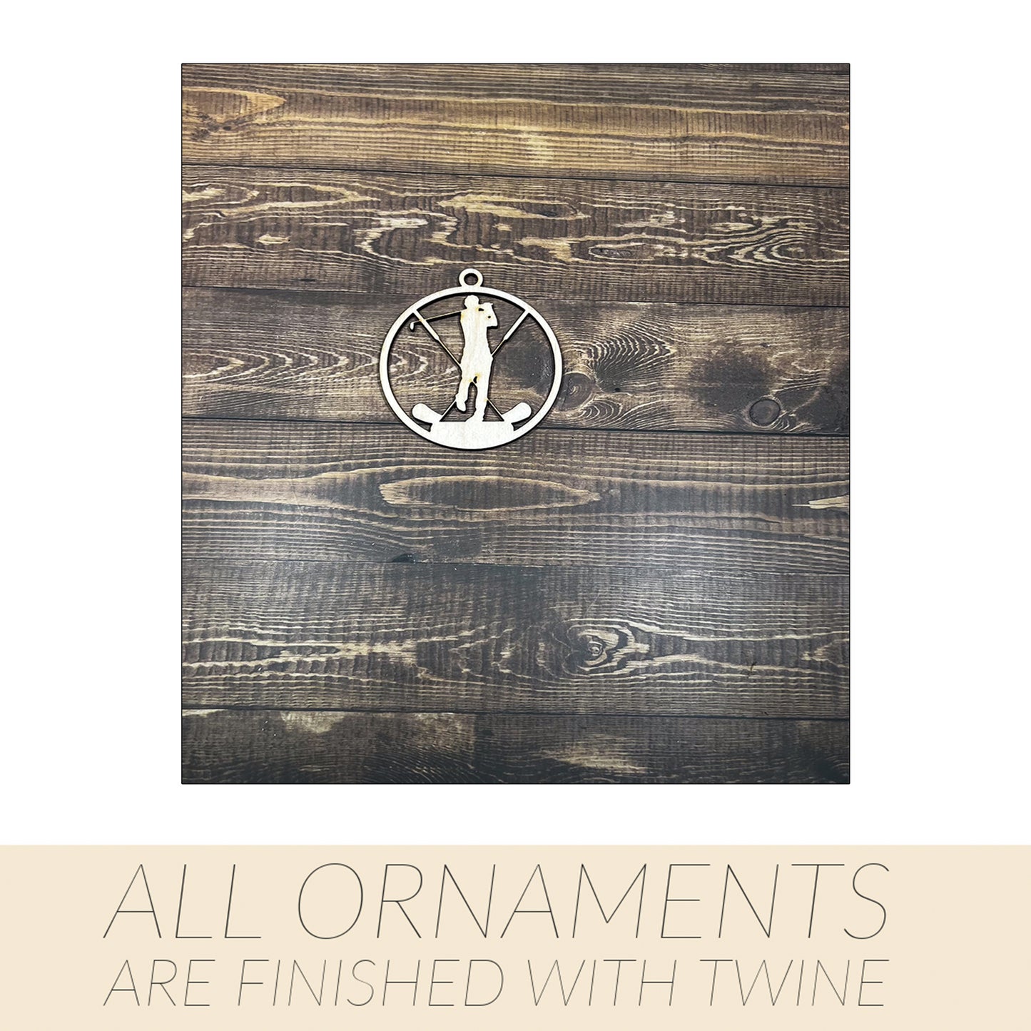 Golf Wooden Sports Ornament, Sports Ornament, Engraved Ornament, Laser Engraved Wood Ornament