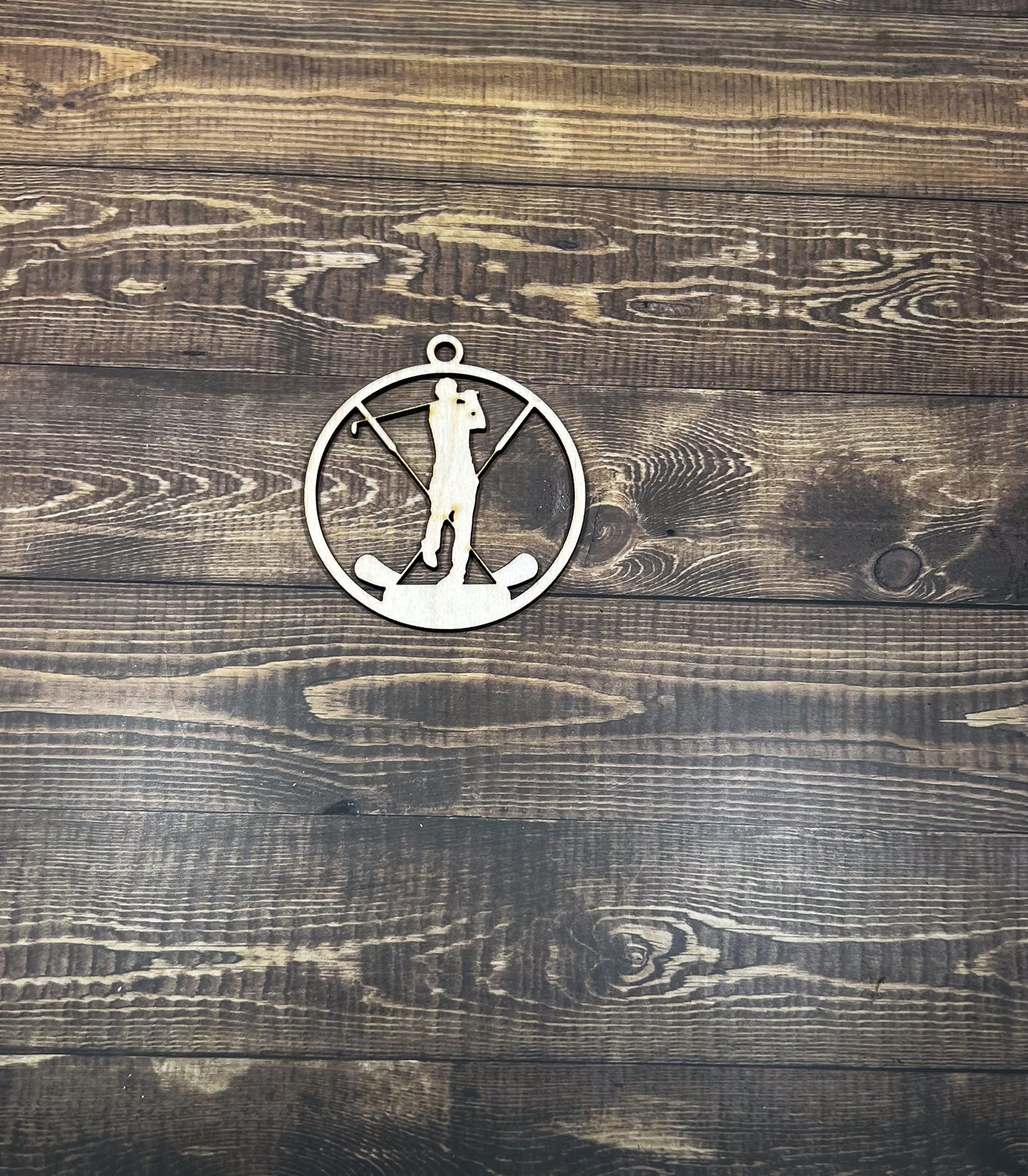 Golf Wooden Sports Ornament, Sports Ornament, Engraved Ornament, Laser Engraved Wood Ornament