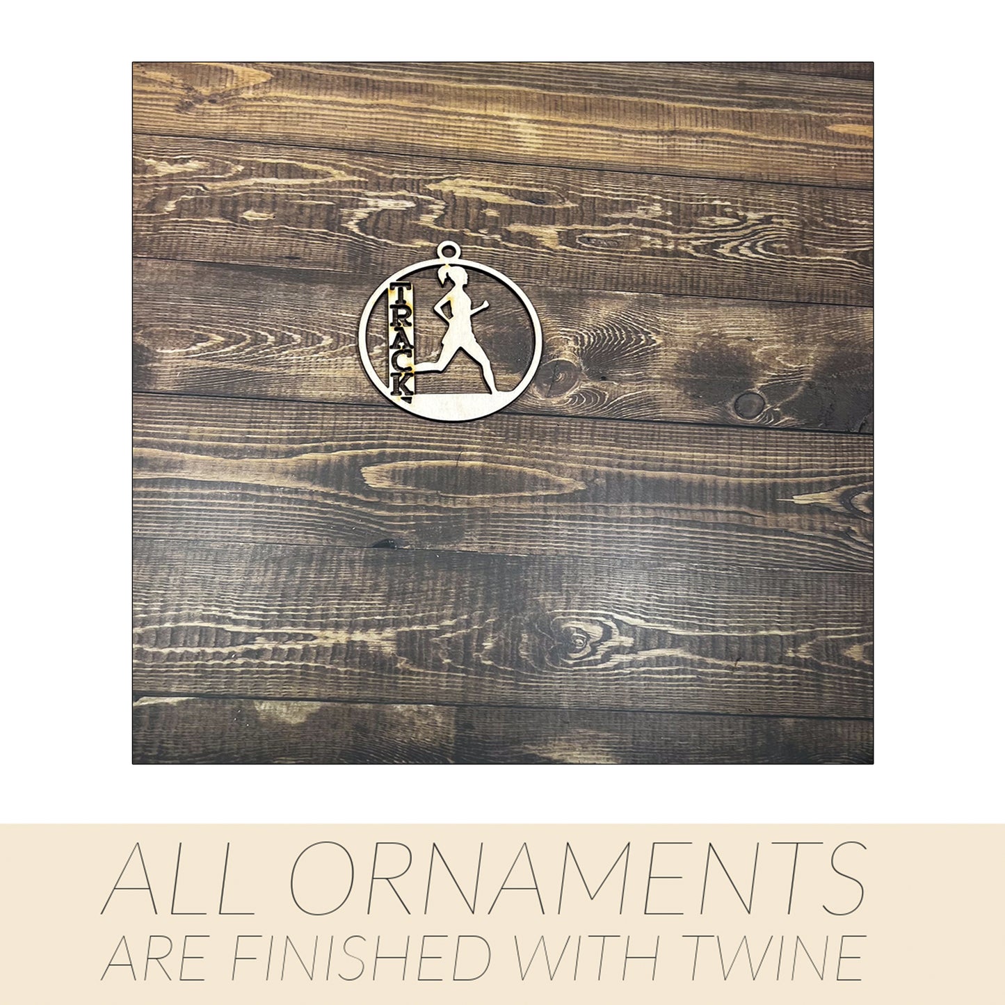 Track Ornament, Personalized Ornament, Wooden Family Ornament , Laser Engraved Wood Ornament