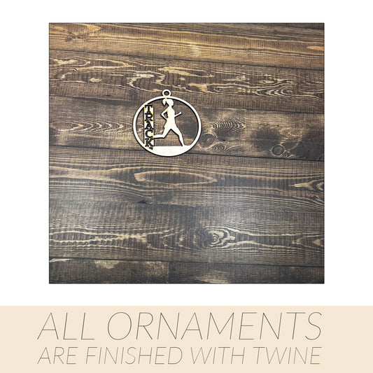 Track Ornament, Personalized Ornament, Wooden Family Ornament , Laser Engraved Wood Ornament