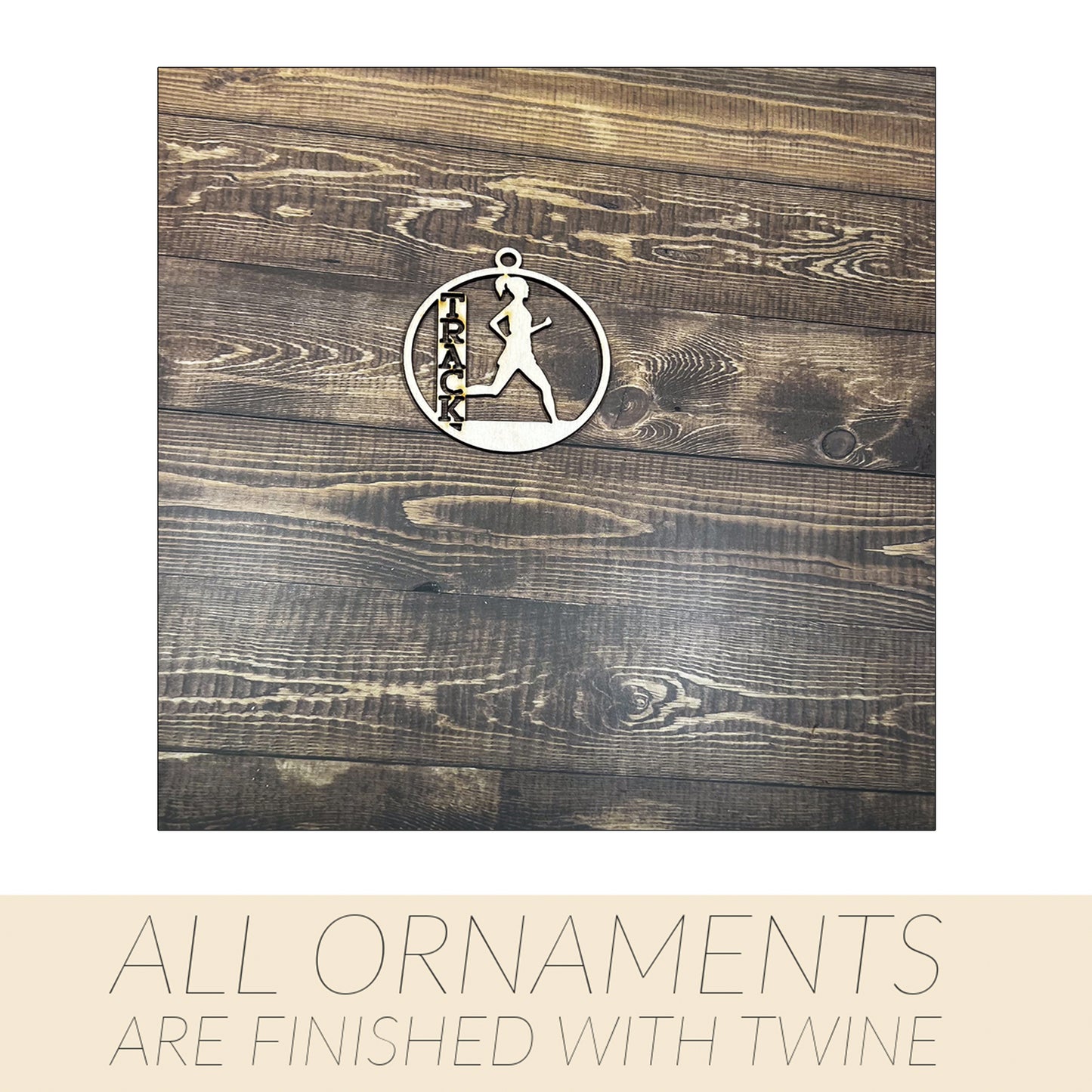 Track Ornament, Personalized Ornament, Wooden Family Ornament , Laser Engraved Wood Ornament