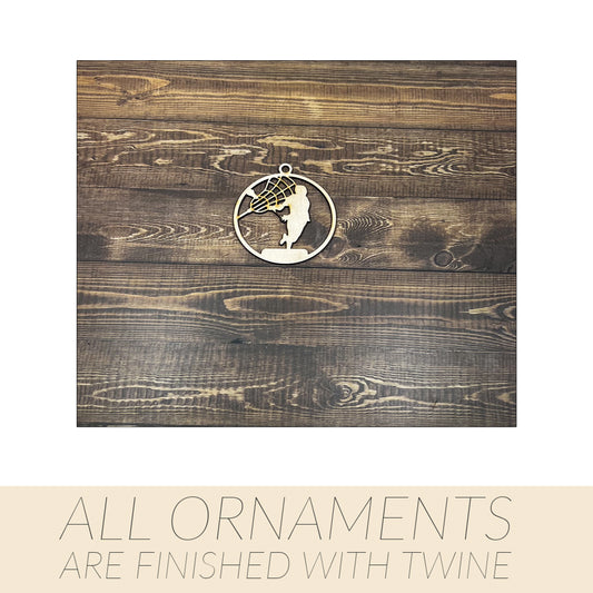 Lacrosse Ornament, Personalized Ornament, Wooden Family Ornament , Laser Engraved Wood Ornament