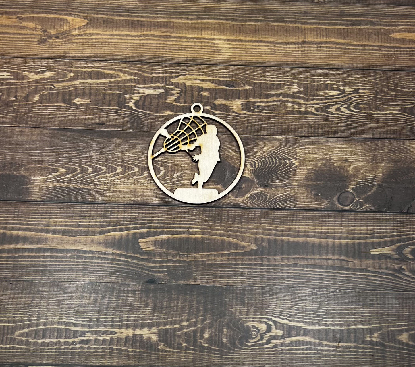 Lacrosse Ornament, Personalized Ornament, Wooden Family Ornament , Laser Engraved Wood Ornament