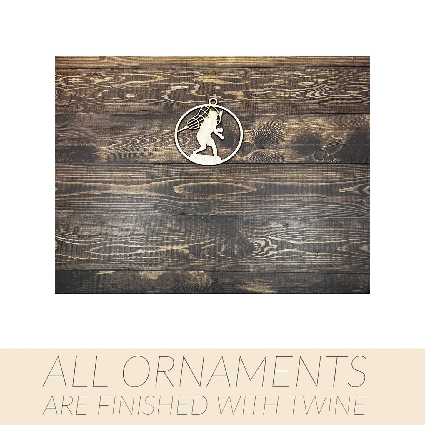 Lacrosse Ornament, Personalized Ornament, Wooden Family Ornament , Laser Engraved Wood Ornament