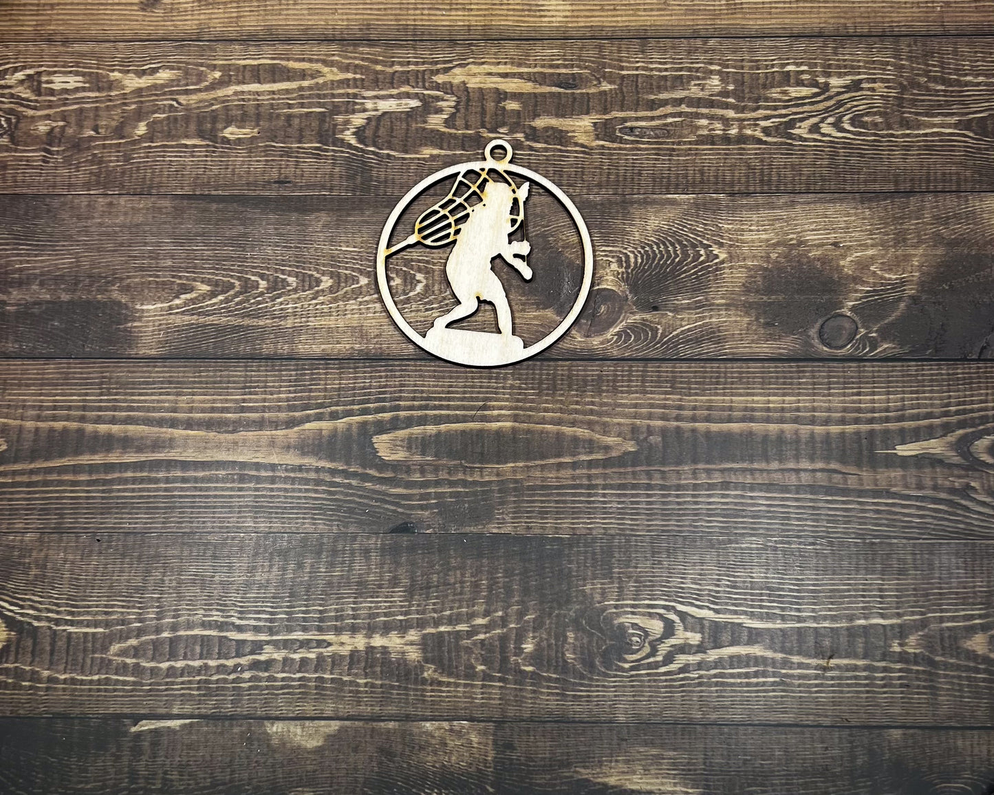 Lacrosse Ornament, Personalized Ornament, Wooden Family Ornament , Laser Engraved Wood Ornament