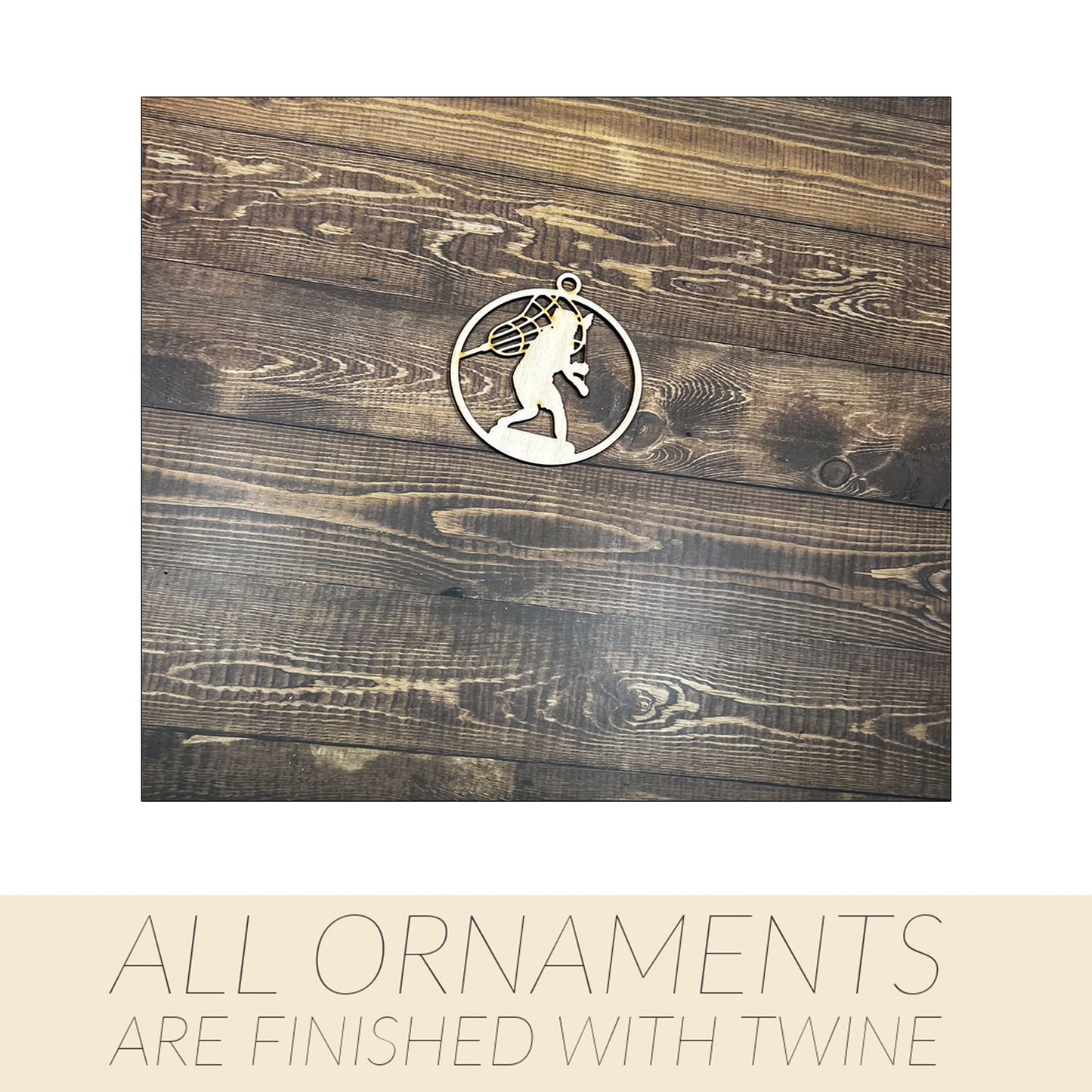 Lacrosse Ornament, Personalized Ornament, Wooden Family Ornament , Laser Engraved Wood Ornament