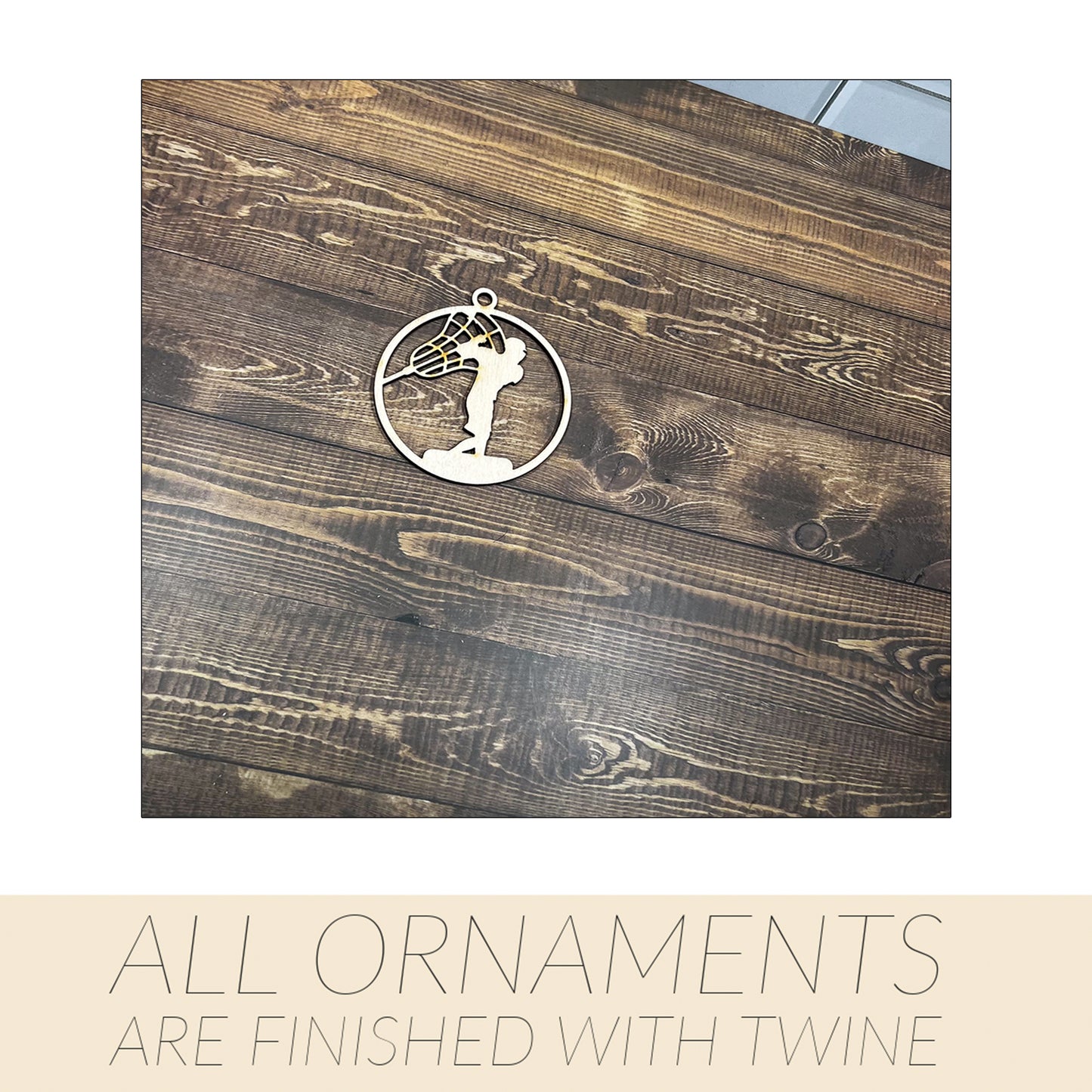 Lacrosse Ornament, Personalized Ornament, Wooden Family Ornament , Laser Engraved Wood Ornament