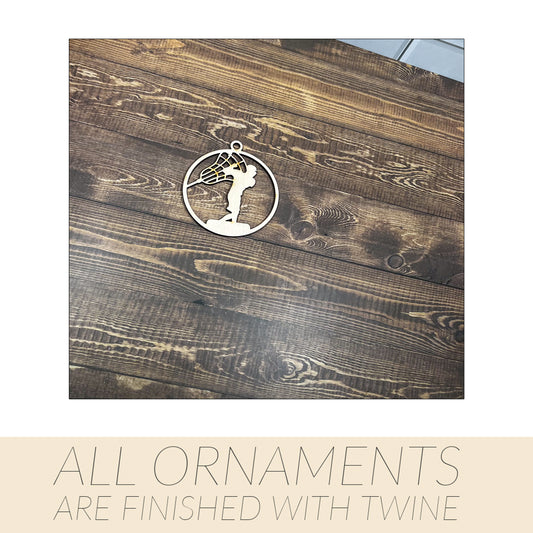 Lacrosse Ornament, Personalized Ornament, Wooden Family Ornament , Laser Engraved Wood Ornament