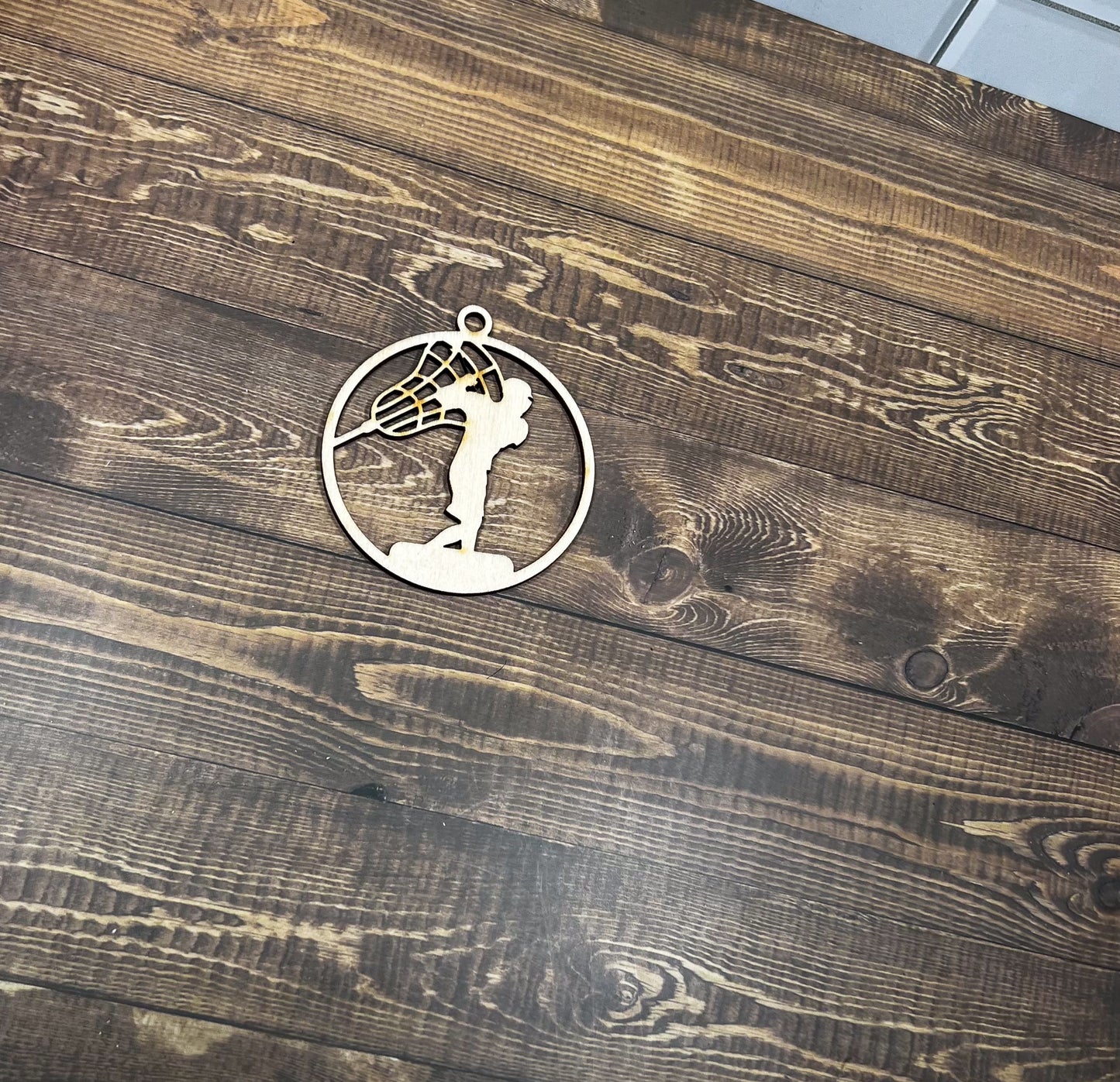 Lacrosse Ornament, Personalized Ornament, Wooden Family Ornament , Laser Engraved Wood Ornament