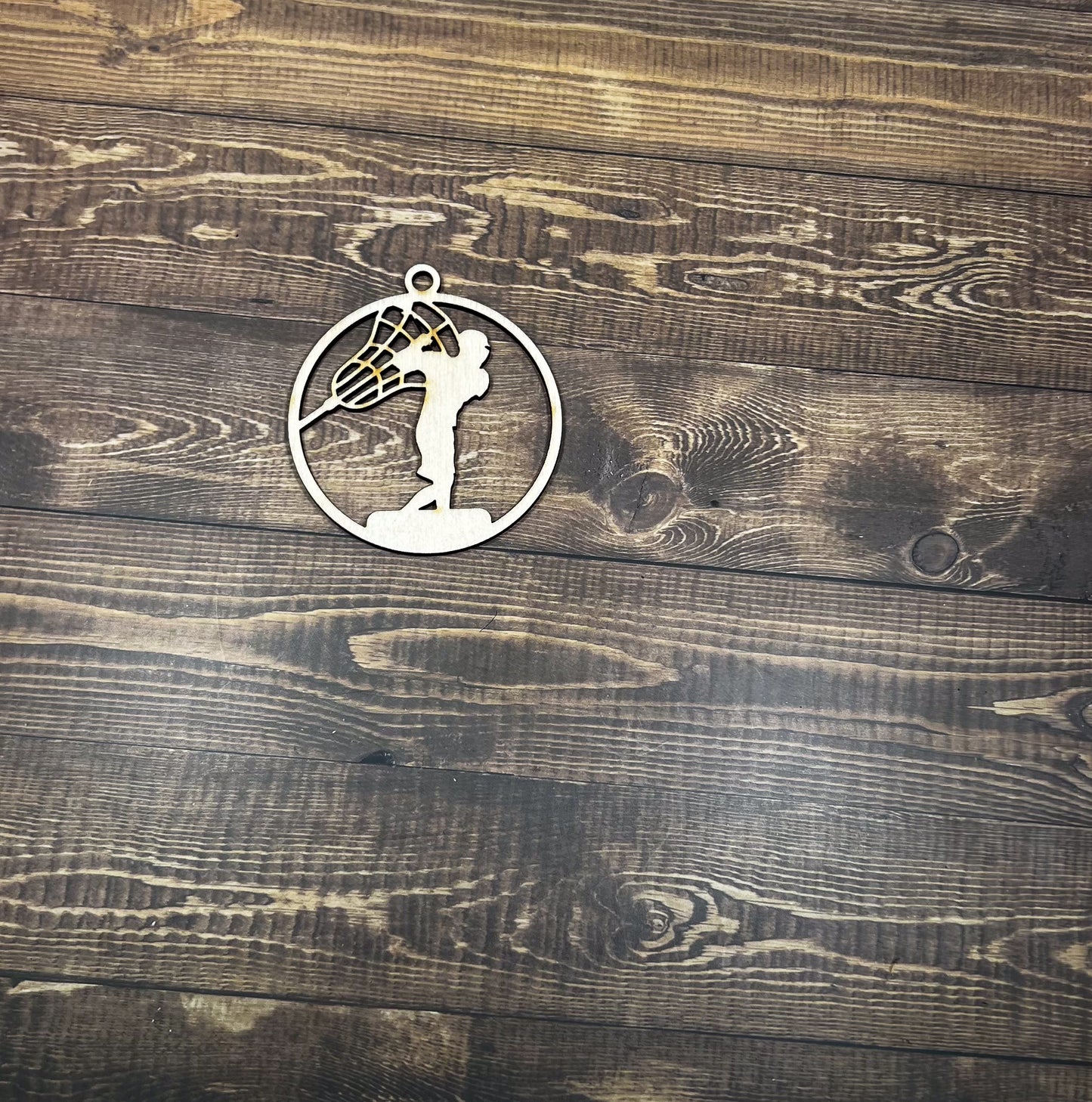 Lacrosse Ornament, Personalized Ornament, Wooden Family Ornament , Laser Engraved Wood Ornament