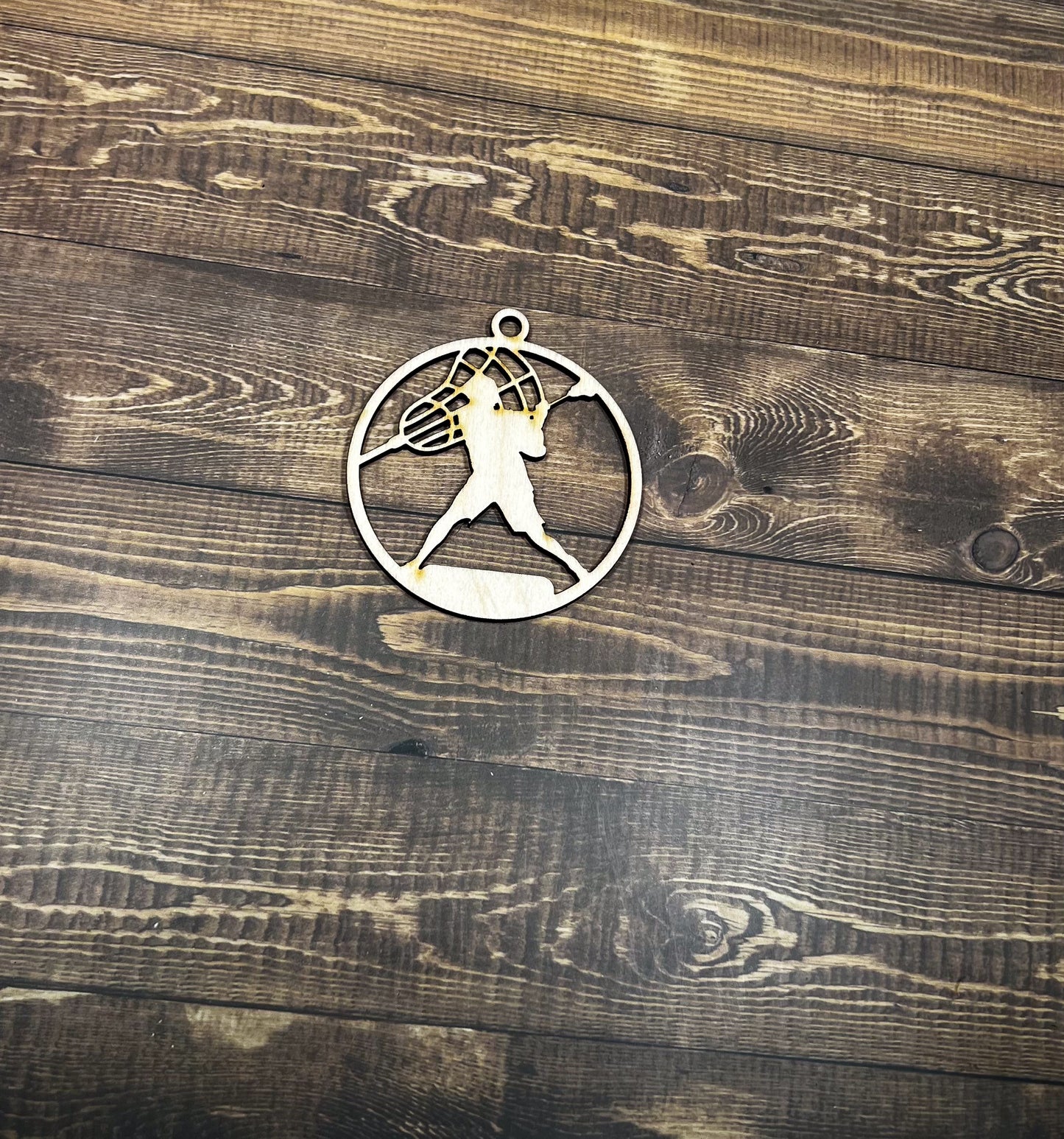 Lacrosse Ornament, Personalized Ornament, Wooden Family Ornament , Laser Engraved Wood Ornament