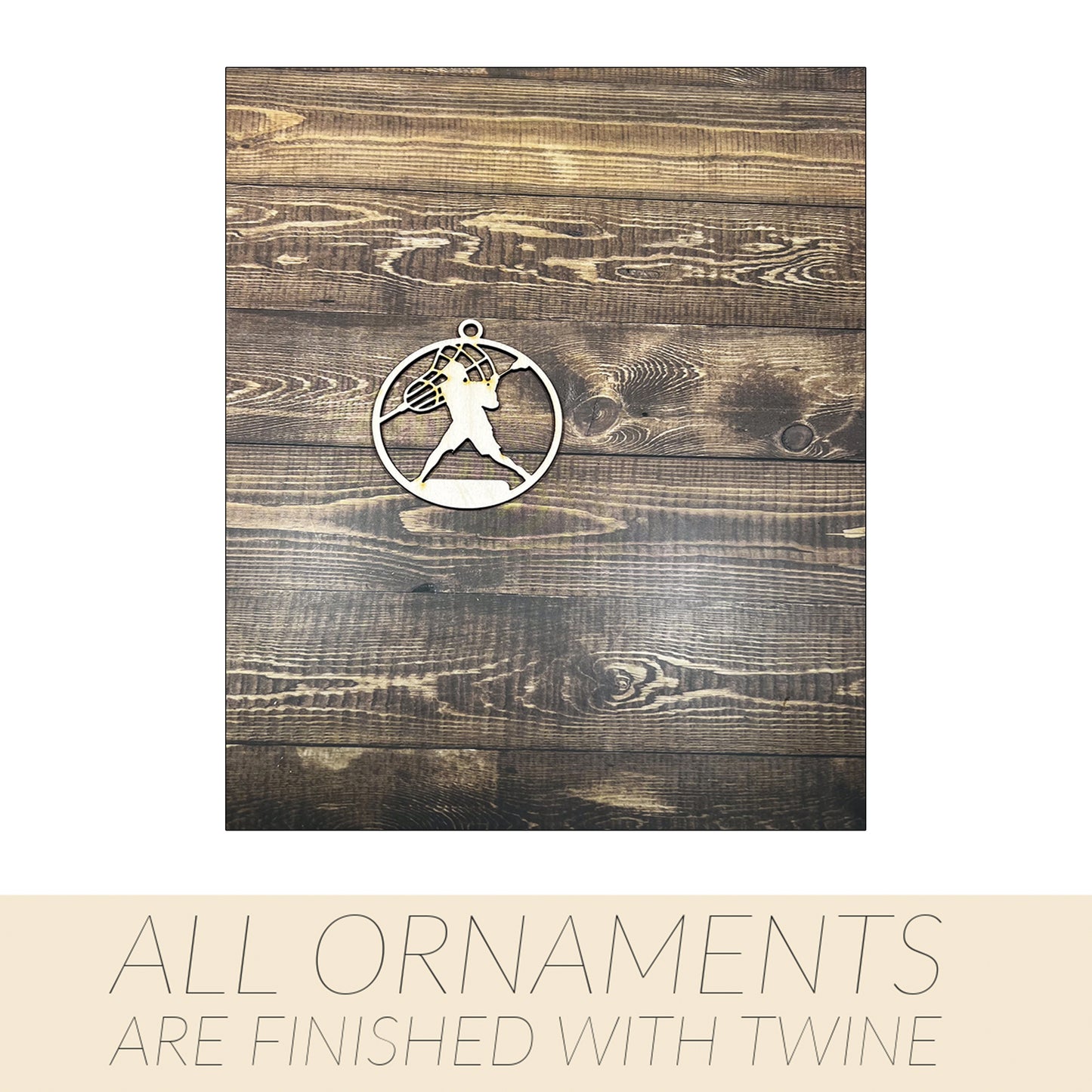 Lacrosse Ornament, Personalized Ornament, Wooden Family Ornament , Laser Engraved Wood Ornament