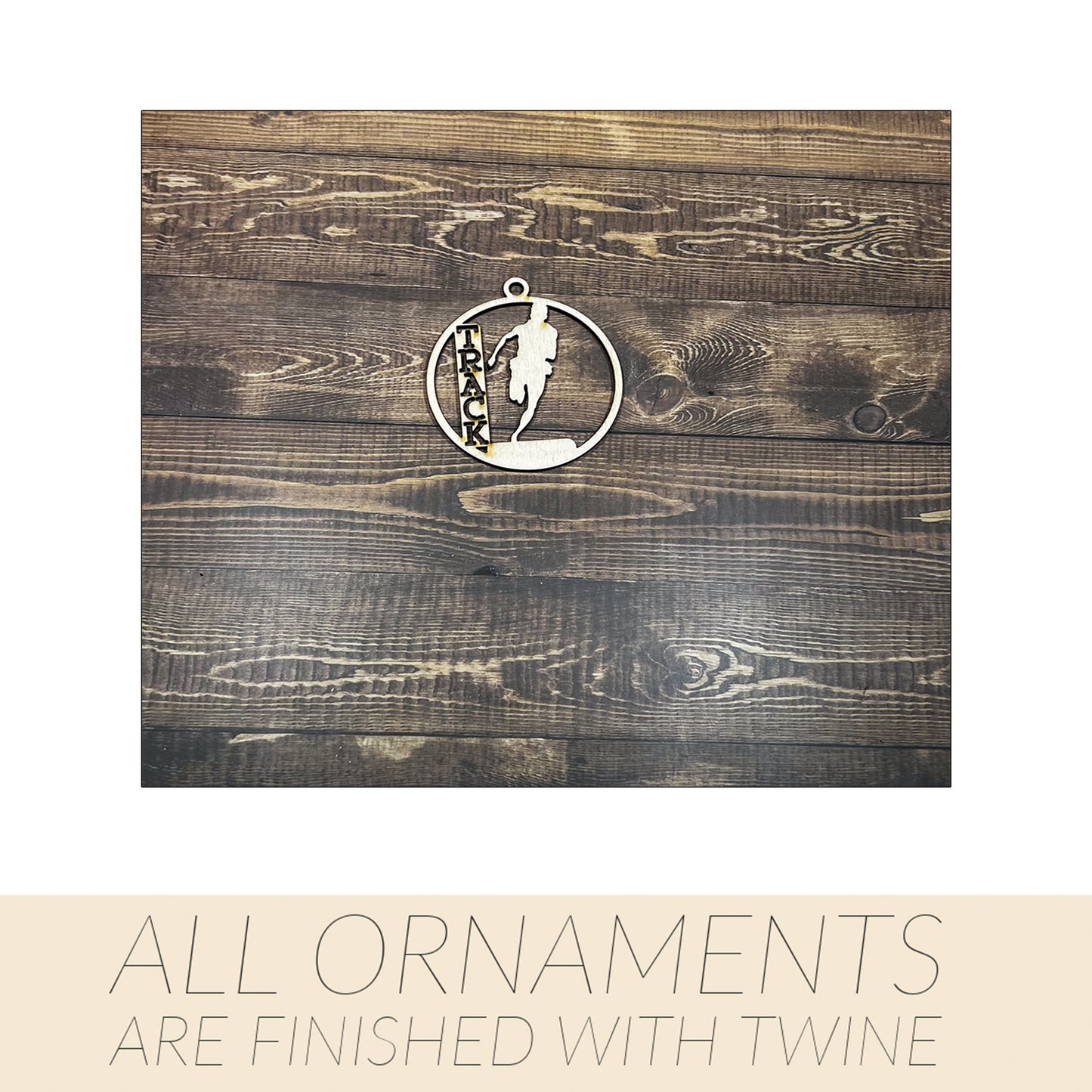 Track Ornament, Personalized Ornament, Wooden Family Ornament , Laser Engraved Wood Ornament