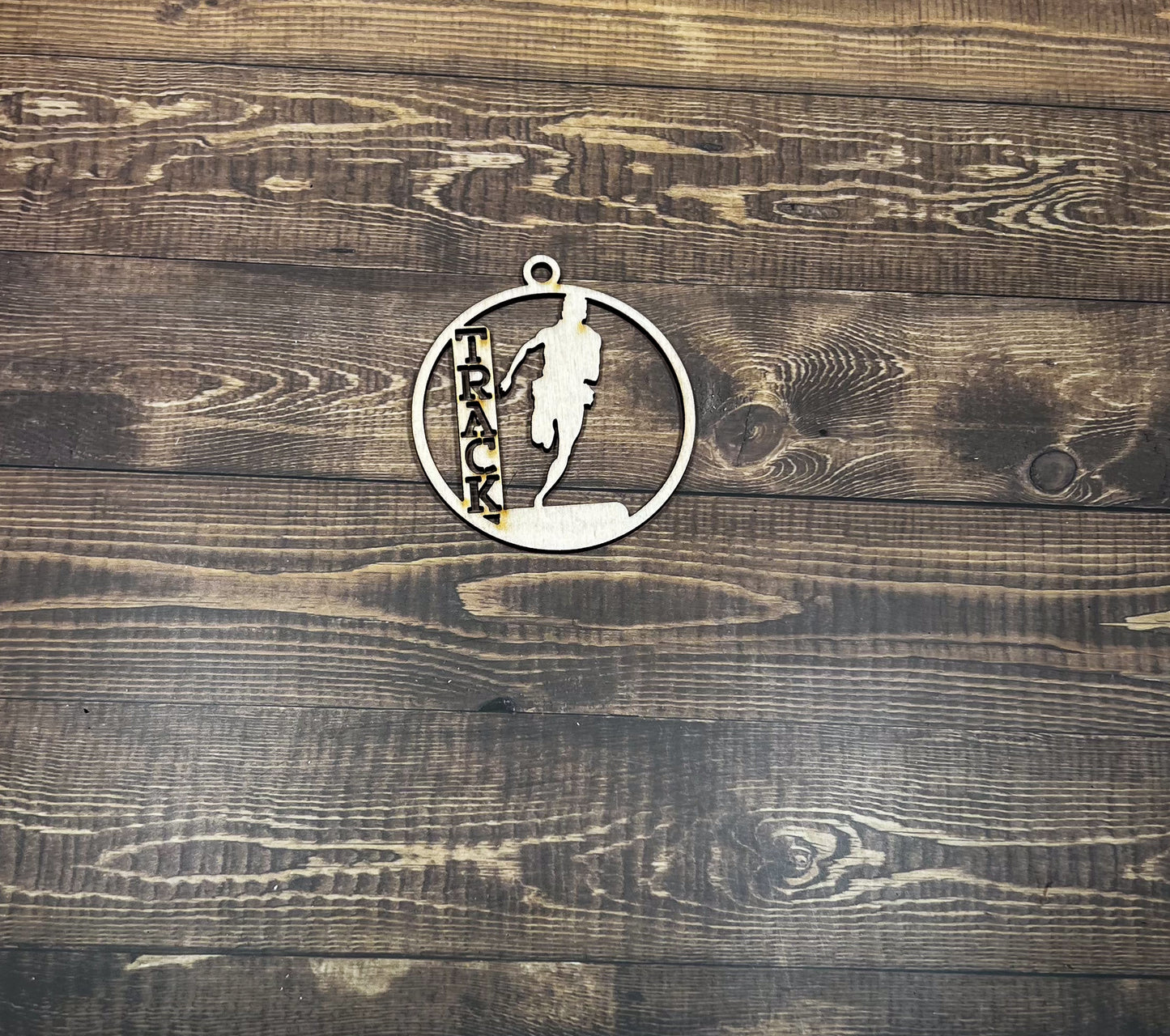 Track Ornament, Personalized Ornament, Wooden Family Ornament , Laser Engraved Wood Ornament