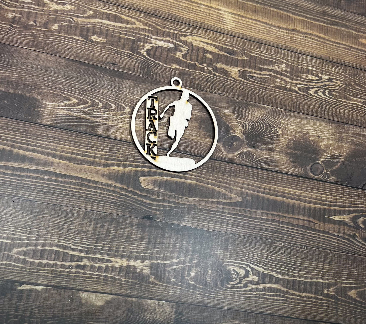 Track Ornament, Personalized Ornament, Wooden Family Ornament , Laser Engraved Wood Ornament