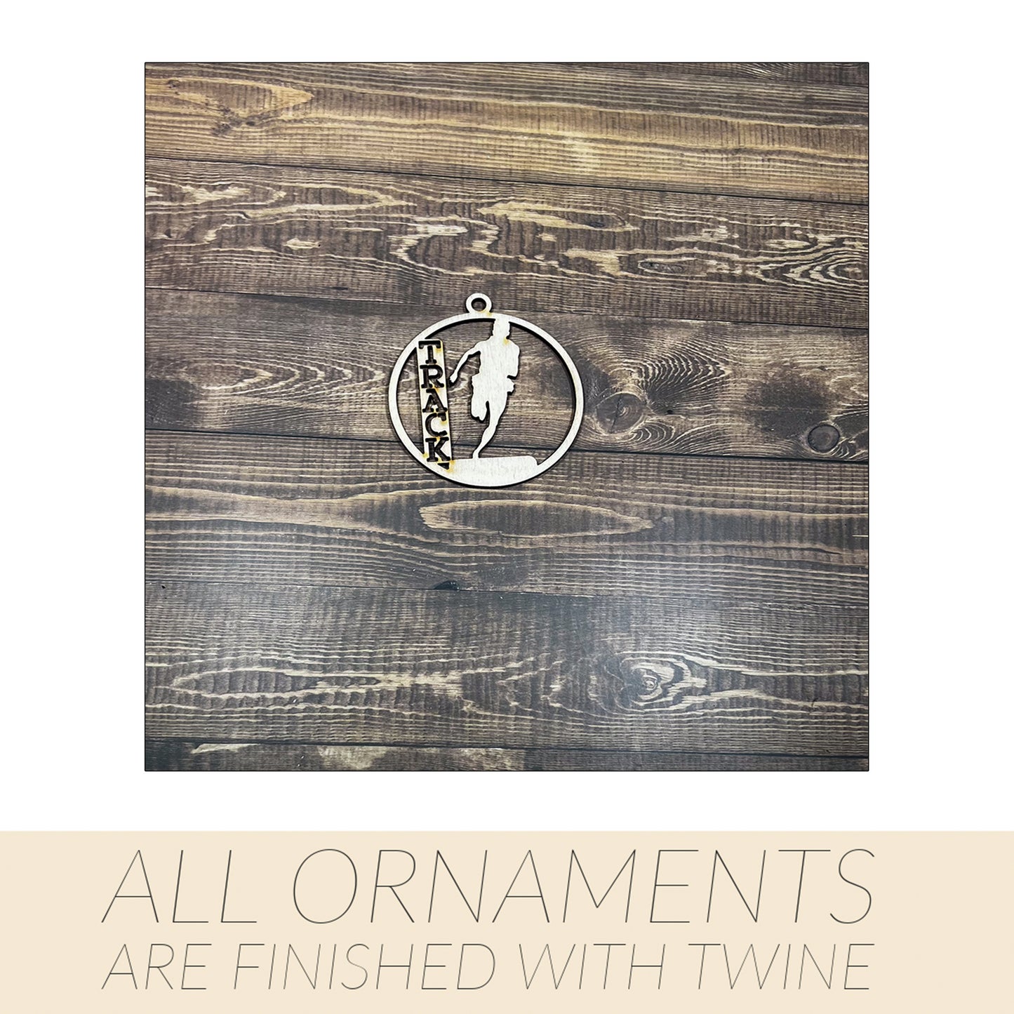 Track Ornament, Personalized Ornament, Wooden Family Ornament , Laser Engraved Wood Ornament