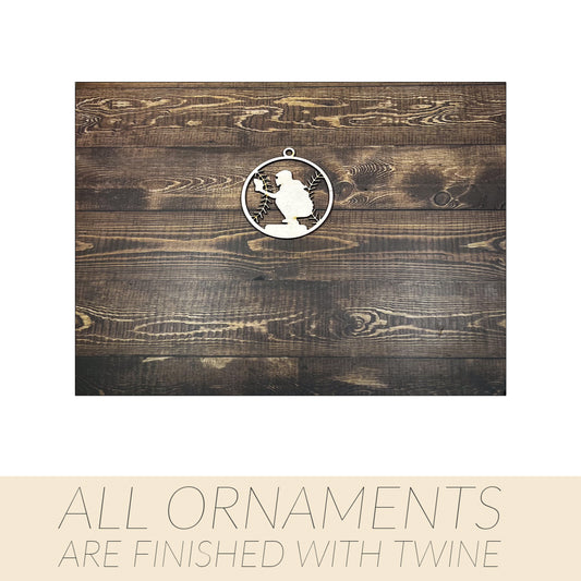 Softball Ornament, Personalized Ornament, Wooden Family Ornament , Laser Engraved Wood Ornament