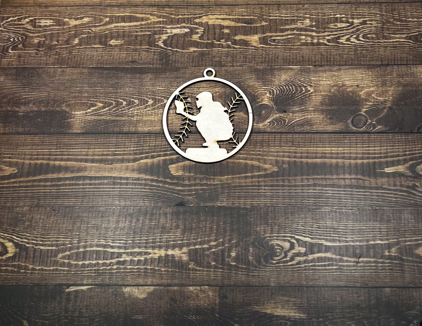 Softball Ornament, Personalized Ornament, Wooden Family Ornament , Laser Engraved Wood Ornament